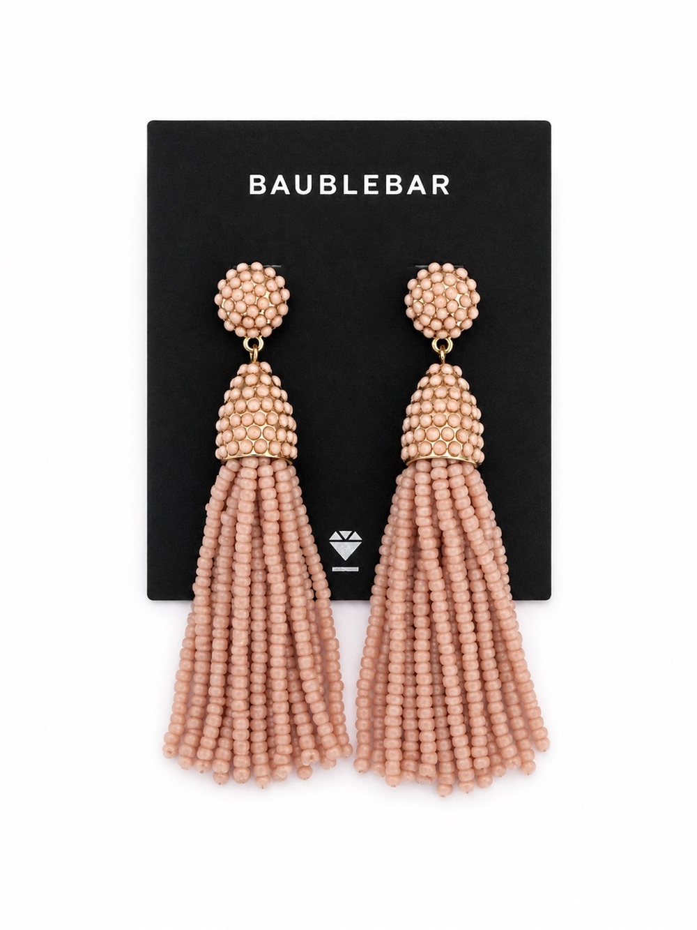 BaubleBar Soft Pink Beaded Tassel Drop Earrings